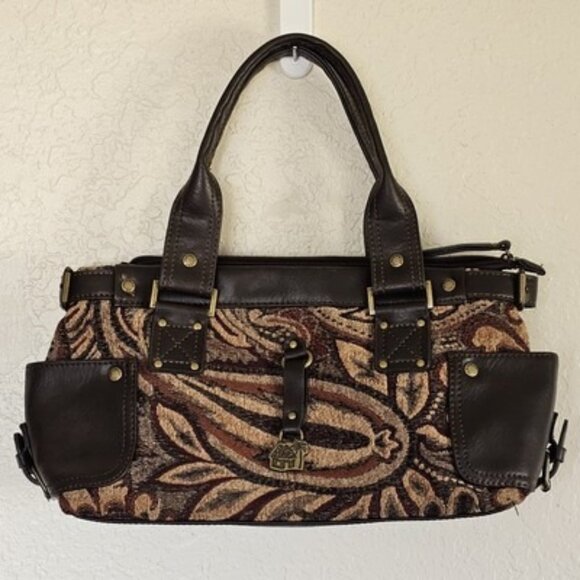 Caribbean Joe Carpet Style Tapestry Satchel / Shoulder Bag 7.25" H x 12" L - Picture 1 of 12